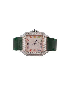 Montre-bracelet unisexe classique de luxe à quartz en acier inoxydable avec diamant Moissanite, cadran blanc, boîtier carré, mouvement ETA 10, style Hip Hop personnalisé - Product Image 1