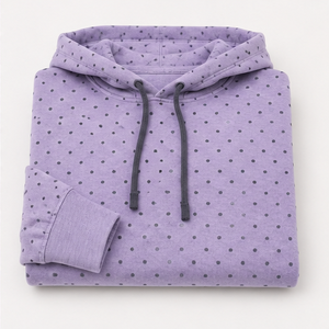 Sudadera con Capucha Personalizada para Mujer, Color Lavanda Suave, Corte Ajustado y Relajado, Diseño de Puntos, Ligera, de Algodón y Felpa - Product Image 6