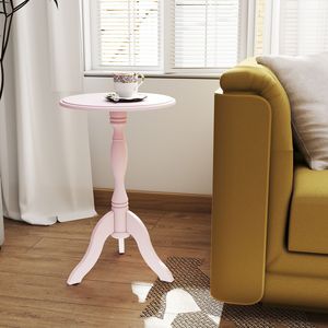Vintage Accent Pink Wooden Pedestal <b>Side</b> <b>Table</b> <b>Small</b> Compact Nightstand for Bedroom Entryway or Living Room As an End <b>Table</b> - Product Image 1