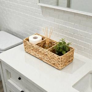 Panier de rangement rectangulaire en jacinthe tressée à la main ISLA, 3 sections, pour salle de bain, cuisine, garde-manger, maison, hôtel, vente en gros - Product Image 3