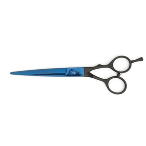 Ciseaux de barbier professionnels à lame bleue en titane, manche noir mat décalé, ciseaux de coiffure de 6 pouces pour salon - Product Image 2
