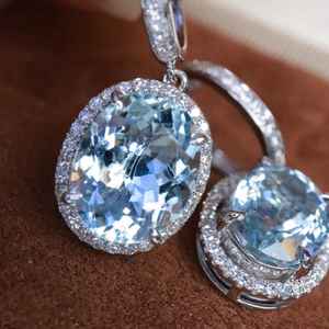 Exclusivos Pendientes de Aguamarina Natural Santa María con Incrustaciones, Hechos a Mano, Joyería Fina Personalizada, Regalo Elegante y Lujoso para Mujer - Product Image 6