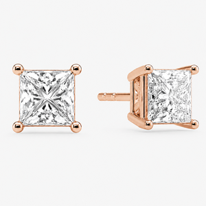 Boucles d'oreilles Luxeshine en or massif 14 carats avec diamants de laboratoire taille princesse de 2,00 ct, certifiées IGI, pour mariage - Product Image 3