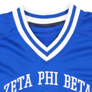 Maillot de football Zeta Phi Beta bleu roi, maillot de sororité ZPB pour femmes, chemise athlétique à col en V, vêtements grecs, style HBCU - Product Image 4