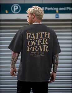 Camiseta Gráfica Oversize Vintage Lavada para Hombre, Estilo Urbano Holgado de Algodón, Ropa Casual - Product Image 3