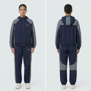 Chándal Cortavientos Holgado Negro Liso para Hombre y Mujer - Traje de Running de 2 Piezas de Nylon y Poliéster, Muestra Rápida, Venta al por Mayor OEM - Product Image 2
