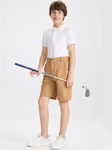 Shorts d'uniforme scolaire extensibles pour enfants, shorts décontractés en sergé hybride à devant plat, shorts de golf pour jeunes garçons - Product Image 3