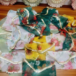 Elegant Floral Organza Gift Envelopes with Intricate <b>Gota</b> Patti Lace Borders Set of Handcrafted Decorative Potli Bags - Product Image 1