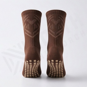 Brown Crew <b>Socks</b> Geometric Pattern Breathable Polyester Spandex <b>Running</b> Athletic <b>Socks</b> for Adults Autumn Season - Product Image 2