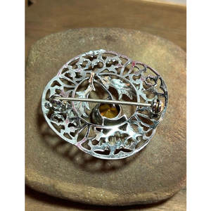 Broche de Plata de Ley con Topacio Naranja Escocés, Joyería Vintage, Regalo de Cumpleaños, Navidad, Aniversario, Escocia, Irlanda - Product Image 4