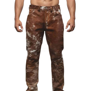<b>Men's</b> High Waist Cowhide <b>Leather</b> <b>Pants</b> Casual Style High Quality Wholesale Solid Color Fashion Cow <b>Leather</b> <b>Pants</b> - Product Image 1