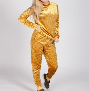 Wholesale OEM Crop Zipper Winter Wear Custom Fashion Velvet Tracksuit Women's Long Sleeve <b>Suits</b> Velour Tracksuit Sets Breathable - Product Image 2