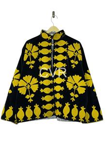 Poncho en velours pour femmes grandes tailles, col mandarin, manches longues, motif floral brodé à la main, vêtements d'extérieur d'hiver - Product Image 1