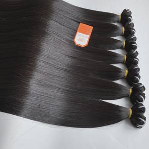 100% vietnamien naturel noir couleur 1B Remy grade 12A soyeux droite vague Machine Double trame pleine longueur Extensions de cheveux humains - Product Image 2
