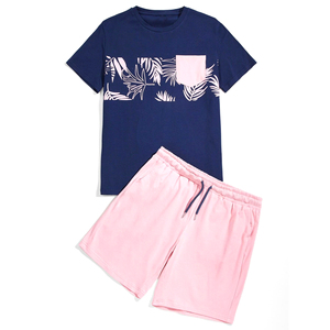 Ensemble décontracté d'été pour homme de qualité supérieure, 2 pièces, ensemble de survêtement, chemise et short avec poches, 100% coton, prix de gros - Product Image 4