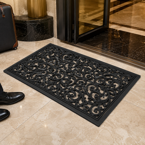 Tapis d'entrée en fibre de coco premium 60x90cm, antidérapant, motif floral, tufté, lavable, avec envers en caoutchouc antidérapant, épaisseur moyenne, vente en gros - Product Image 2