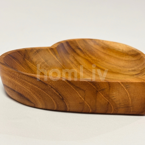 Plateau en teck naturel écologique OEM, mini-assiette durable, sans peinture ni vernis, halal, plateau en forme de cœur personnalisé - Product Image 3
