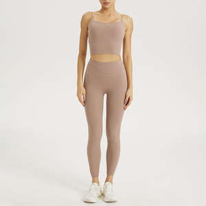 Ensemble de leggings de yoga et soutien-gorge de sport personnalisés en gros, avec taille en V et contrôle du ventre - Product Image 3