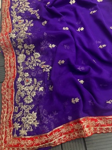 Saree ethnique indien avec chemisier en soie Matty moderne au design en georgette brodé lourd pour les fonctions de mariage des femmes - Product Image 5