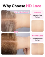 Perruque HD Lace Glueless 100% Cheveux Humains Vierges, Ondulée avec Mèches, Perruque Frontale 4x4, avec Baby Hair Pré-Pluckée et Personnalisable