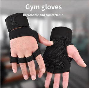 Breathable Gym <b>Gloves</b> Wrist Length Sports Training Half Finger Black Polyester Comfortable Fit - Product Image 1