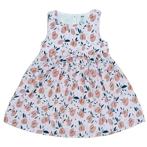 Vestido de princesa informal de verano para niñas, nuevo diseño, 100% de algodón, camisetas sin mangas de punto transpirables, cuello redondo, manga abullonada, Floral, dulce bonito - Product Image 1