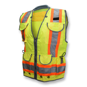 Men's Safety Vest Multi Functional Usage <b>Top</b> Rating Vest Neon Color Zip Up <b>Reflective</b> Tape Work Vest With Custom Designed Logo - Product Image 1