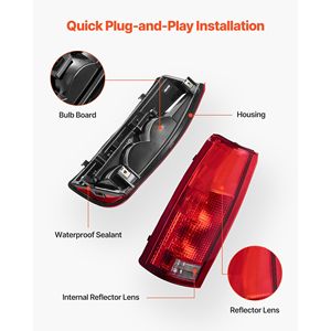 Conjunto de Luces Traseras para Chevy/GMC C/K 1500 2500 3500 1988-1999, Compatible con Sistemas de Iluminación para Camionetas Chevy/GMC Suburban 1500/2500 1992-1999 - Product Image 6