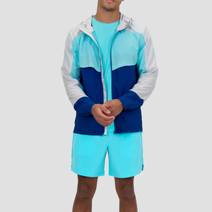 High Quality <b>Lightweight</b> Short Set with Zipper Hooded <b>Jacket</b> Unisex Windbreaker Summer Jogger Shorts For Running Exercise - Product Image 4