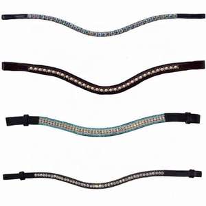 Bandeau de tête de cheval en cuir véritable de qualité supérieure avec incrustation de cristaux Swarovski - HORZE N PET HB-003 Racing - Couleur et taille personnalisables - Product Image 2