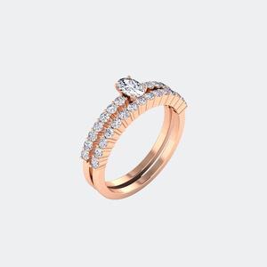 แหวนทรงโอวัล 0.85 กะรัต - ประดับเพชรแบบสองแถว - Product Image 6