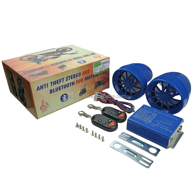 Motorcycle Speaker Bluetooth MP3 Music Stereo Audio Speaker FM Radio USB Electric Car ATV Remote Alarm Speaker