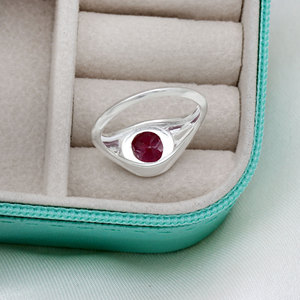 925 Sterling Silver Natural <b>Ruby</b> Round Cut <b>Ring</b> for <b>Men</b> Women Bezel set <b>Ring</b> Natural Red Gemstone Handmade Luxury Jewelry - Product Image 4