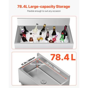 Contenitore per Ghiaccio in Acciaio Inox da 78,4 L per Cucine Commerciali con Coperchio Scorrevole 30 X 19 X 37 e Portabottiglie Regolabili - Product Image 2