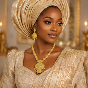 Dubai Style 24k Gold Plated Flower Necklace and Earrings Set for Women Wedding Jewelry Tassel Pendant Bead <b>Chain</b> AC1N0373LB - Product Image 3