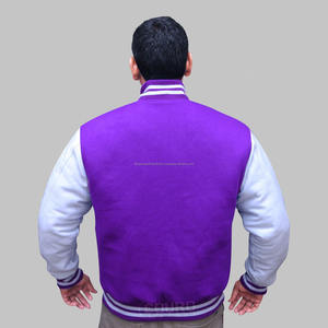 Chaqueta universitaria de béisbol bordada de lana de algodón de invierno de moda púrpura personalizada para hombres y mujeres - Product Image 2