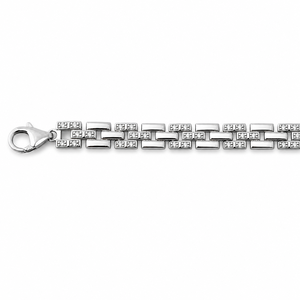 Namivaa VMS237 925 Sterling Silver Cubic Zirconia <b>Bracelet</b> High Polish Slim Link Chain Minimalist Modern Mens Unisex Wedding - Product Image 2