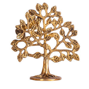 Arbre Kalpavriksha moderne en laiton de 6.5 pouces sculpté à la main décoration d'intérieur pièce maîtresse bonne chance Vastu pour la maison bureau salon Table - Product Image 4