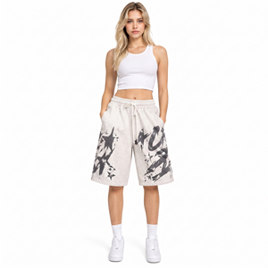 Women Printed Bagyy Sweat <b>Shorts</b> Drawstring Waist Winter Wear Fleece <b>Shorts</b> <b>Ladies</b> Casual <b>Long</b> Sweat <b>Shorts</b> With Side Pockets - Product Image 2