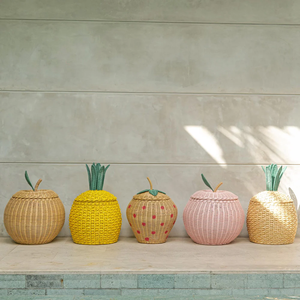 Panier de rangement en rotin en forme de fraise pour chambre d'enfant, idéal pour jouets, livres et couvertures – Meuble de chambre pour tout-petits en osier – Vente en gros - Product Image 5