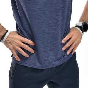 Men's <b>Navy</b> Blue Slim Fit Crew Neck Short Sleeve T Shirt Plain Stretch Casual Tee - Product Image 3