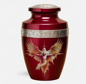 Urna Funeraria de Metal Clásica Pinl, Grabada, para Cenizas de Adultos, Estilo Americano/Europeo - Product Image 2