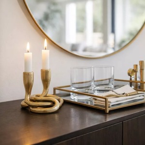 Porte-bougie double en métal durable au design torsadé pour la décoration de la maison - Product Image 4