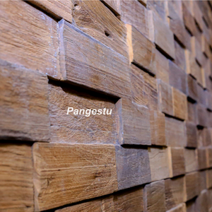 Panneaux muraux modernes en TEAK récupéré Motif géométrique Style décoratif insonorisé pour le divertissement de la maison et de la villa - Product Image 2