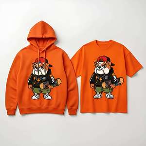 Sudadera con Capucha Vintage de Bulldog Navideño, 450g, Algodón Pesado, Ecológica, Oversize, Efecto Desgastado, Bordada, Unisex, Estilo Urbano - Product Image 2