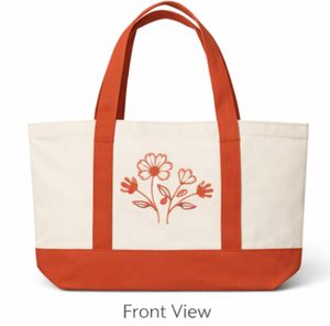 Bolsa de lona de gran tamaño con diseño de flores bordadas, bolsa de compras para llevar a mano, bolsa reutilizable ecológica para uso diario - Product Image 1