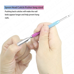 Pousse-cuticules et grattoir professionnel en acier inoxydable à double extrémité avec poignée ergonomique pour manucure, pédicure et nettoyage - Product Image 3