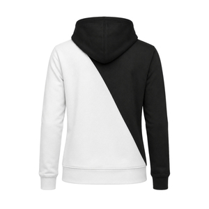 Sweat-shirt à capuche zippé intégral pour femme, personnalisé, noir et blanc, à deux empiècements croisés, color block, manches longues, style décontracté pour sororité - Product Image 2