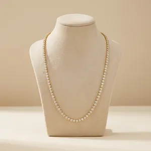 Collier chaîne en or plaqué avec diamants de laboratoire contemporains pour femme RAMDUT IMPEX, style hip-hop, bijoux fins pour tous les jours, qualité supérieure IGI - Product Image 1