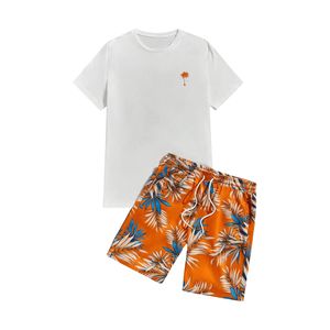 Custom Wholesale Men Vintage Winter Graphic T-Shirt Shorts <b>Set</b> Eco-Friendly Cotton Two-Piece Casual Beachwear - Product Image 1